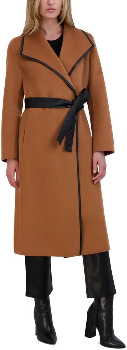 Tahari Womens Wool Blend Maxi Wrap Coat
