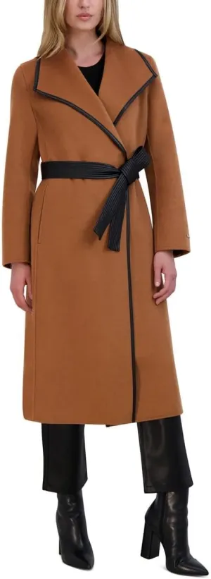 Tahari Womens Wool Blend Maxi Wrap Coat