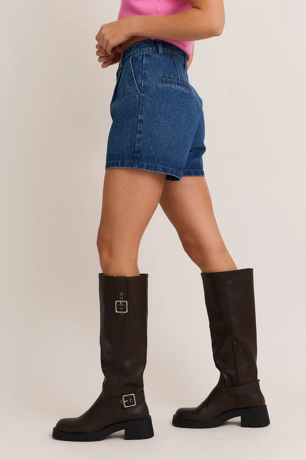 Tailored Denim Shorts, Denim