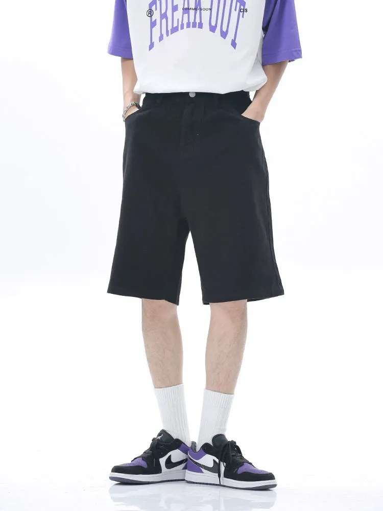 Tailored Waist Button-Up Bermuda Denim Shorts
