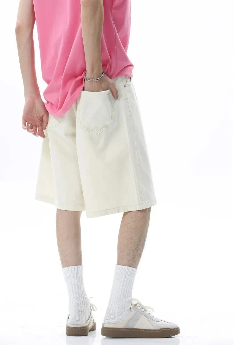 Tailored Waist Button-Up Bermuda Denim Shorts