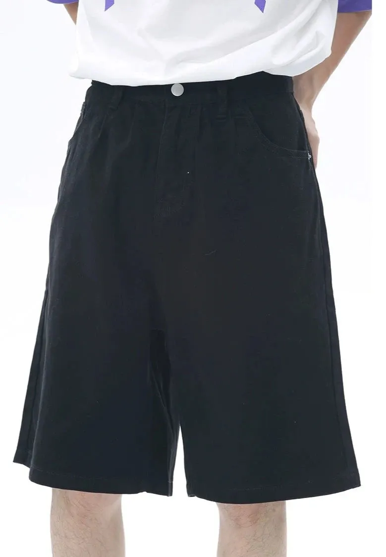 Tailored Waist Button-Up Bermuda Denim Shorts