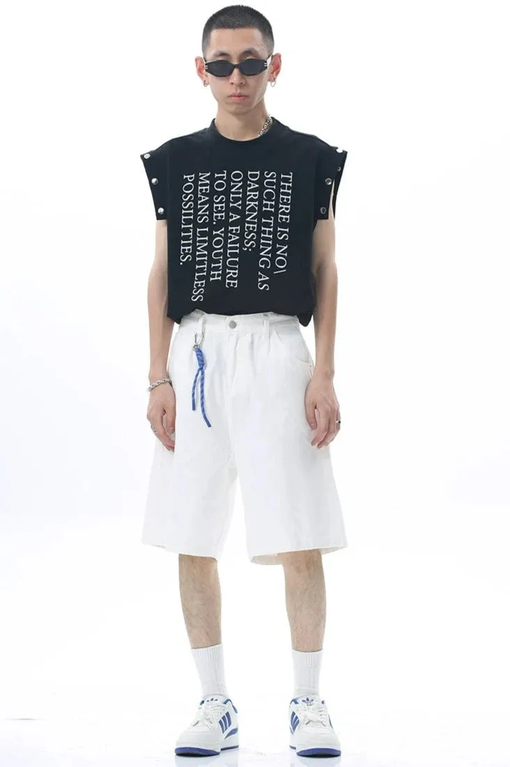 Tailored Waist Button-Up Bermuda Denim Shorts