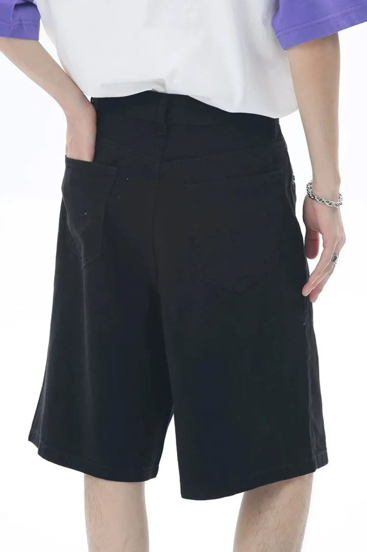 Tailored Waist Button-Up Bermuda Denim Shorts