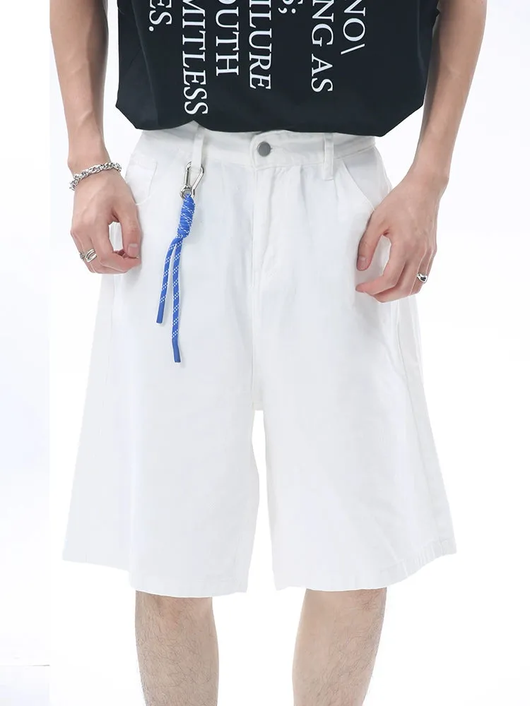Tailored Waist Button-Up Bermuda Denim Shorts