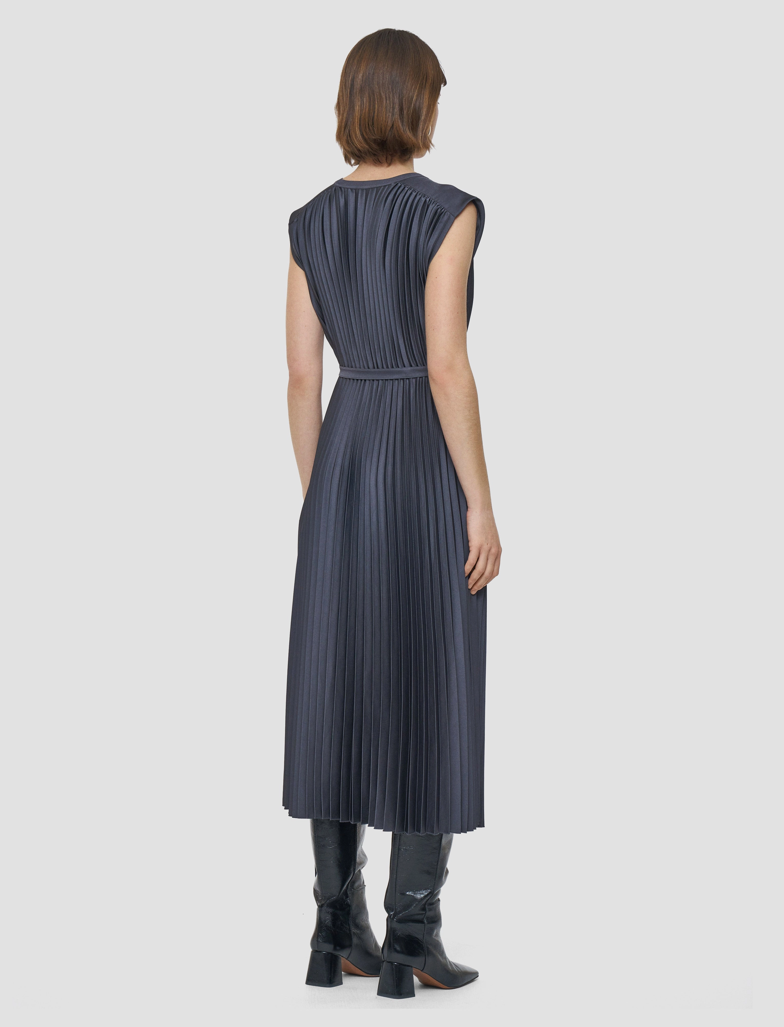 Daily Go Feminine Cut Volta Knit Weave Pliss?? Dress