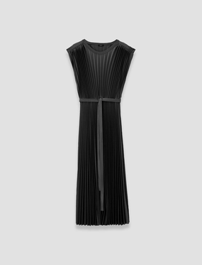 Elegant Waistband Bold Structure Volta Knit Weave Pliss?? Dress