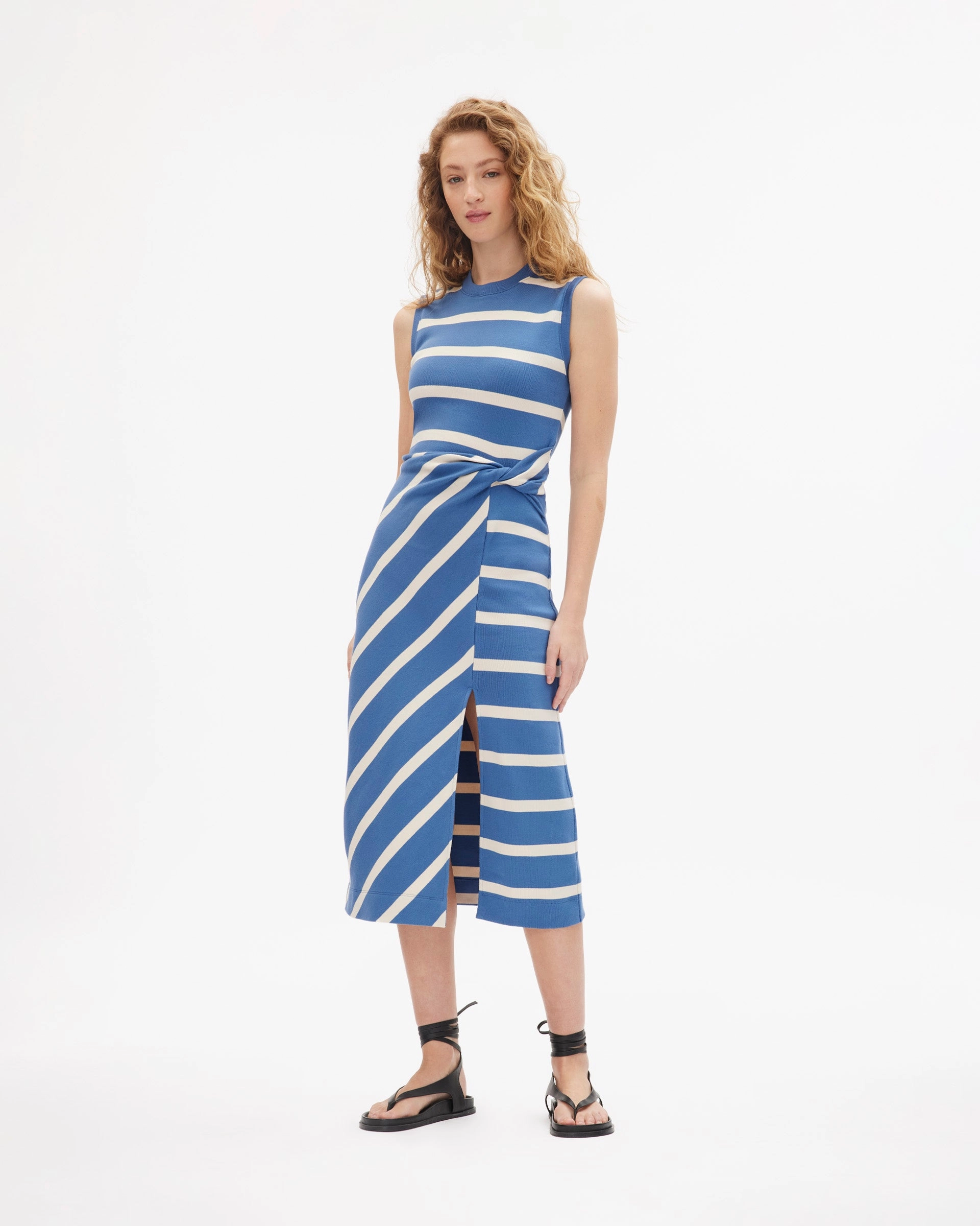 Charming Design Smooth Tone Sleeveless Striped Cody Dress