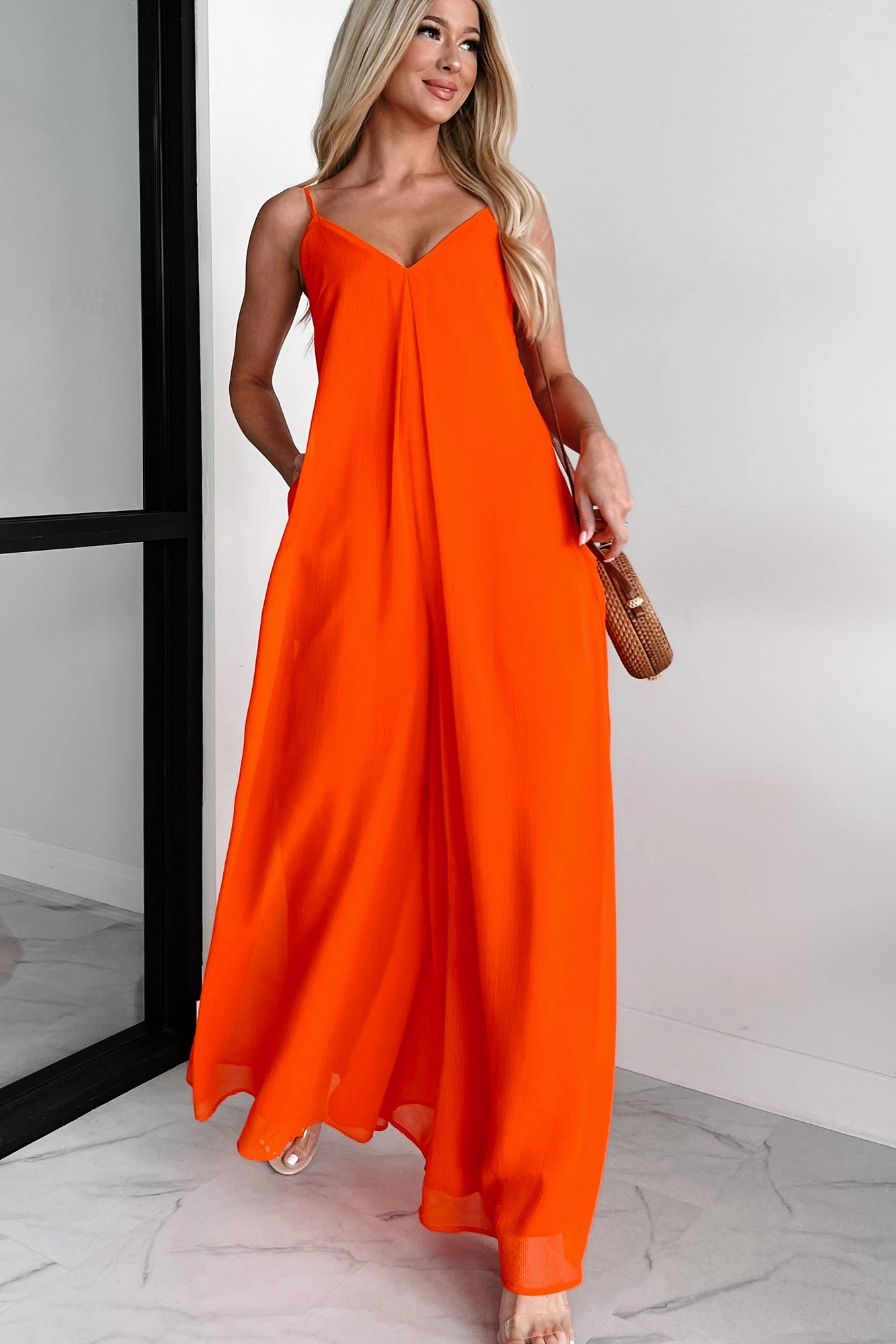 Soft Appearance Wool-Blend Take The Chance Wide Leg Jumpsuit (Red)
