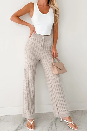Stay Cool Chilly Day Layers Taking To Heart Cable Knit Fore Pants (Taupe Grey)