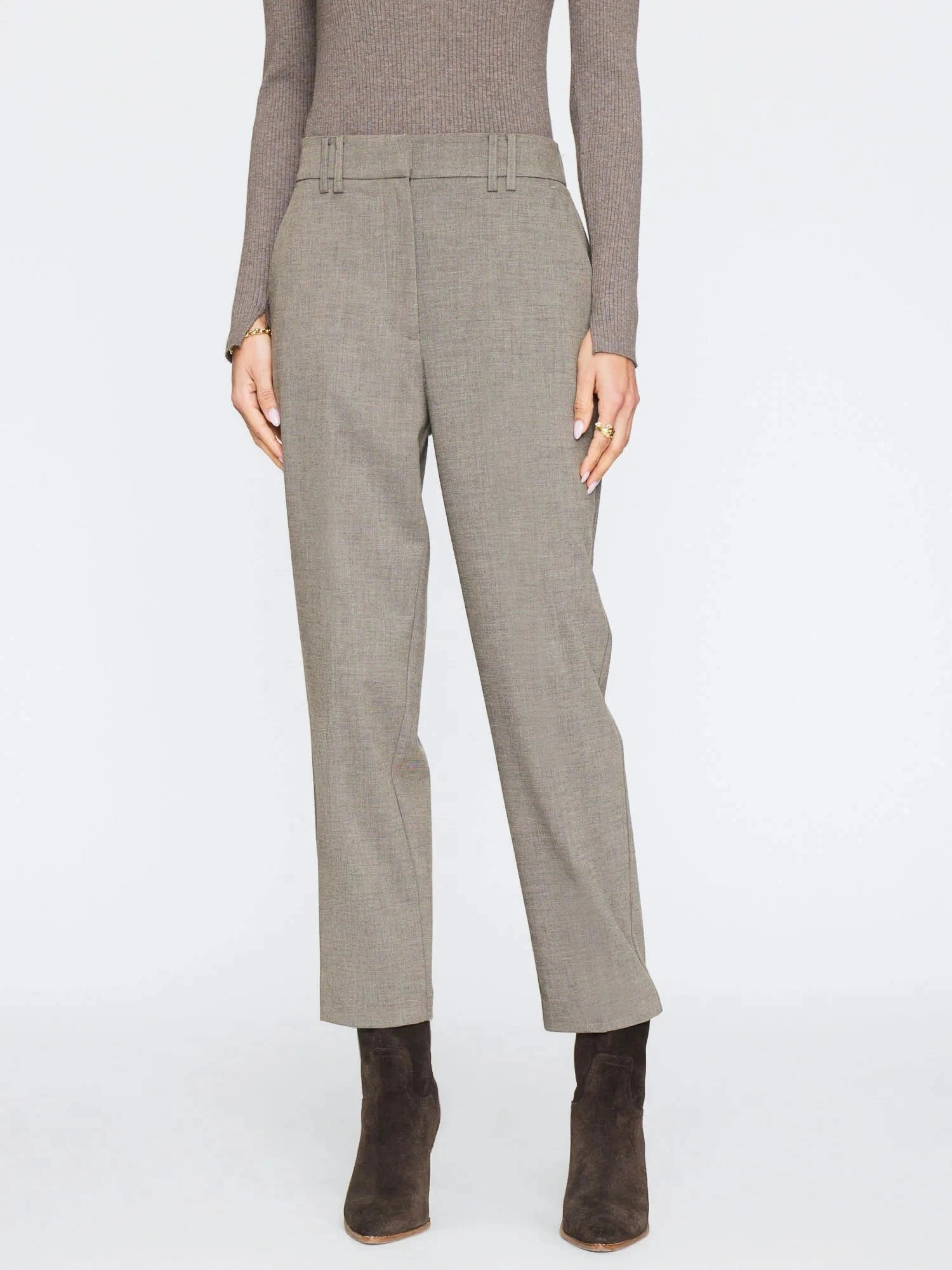 Talia Pant Gravel Melange Easy Movement Softened Hem