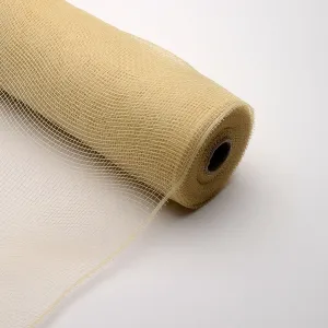 Tan - Floral Mesh Wrap Solid Color ( 21 Inch x 10 Yards )