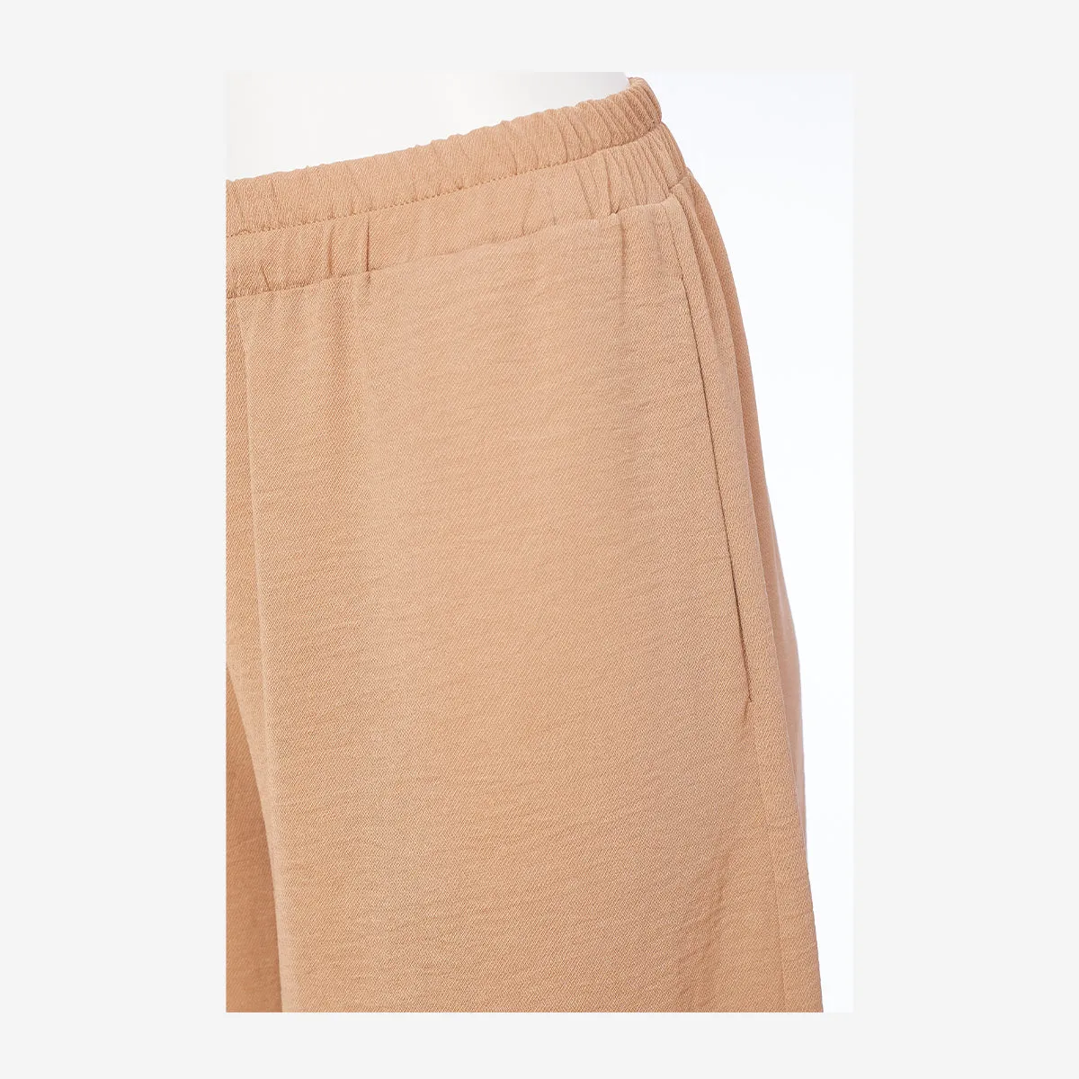 TAN WIDE LEG TROUSERS WITH ELASTIC WAIST