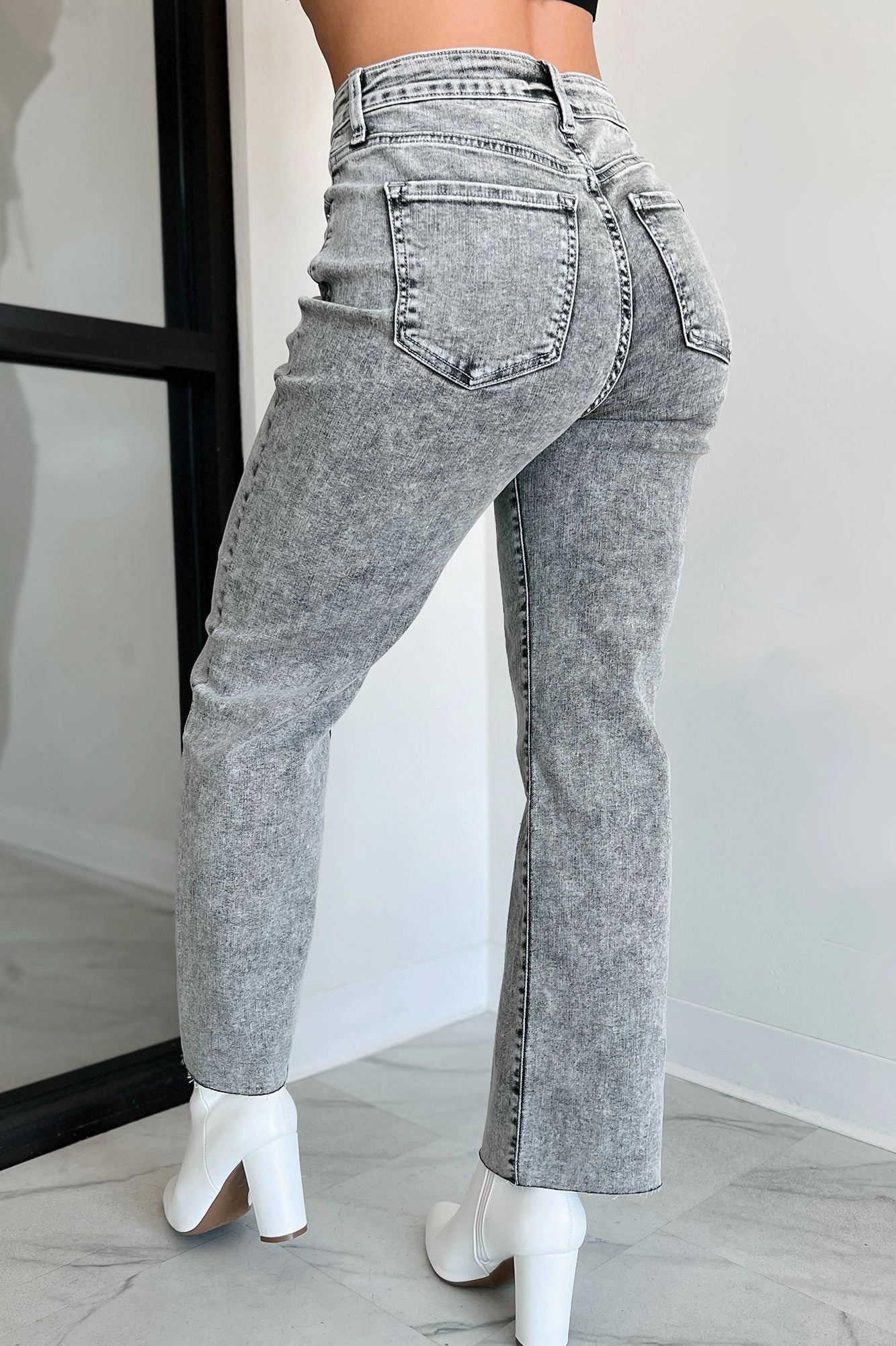 Tannis High Rise Wide Leg Sneak Peek Jeans (Light Acid) Fresh Fit Sleek Waist