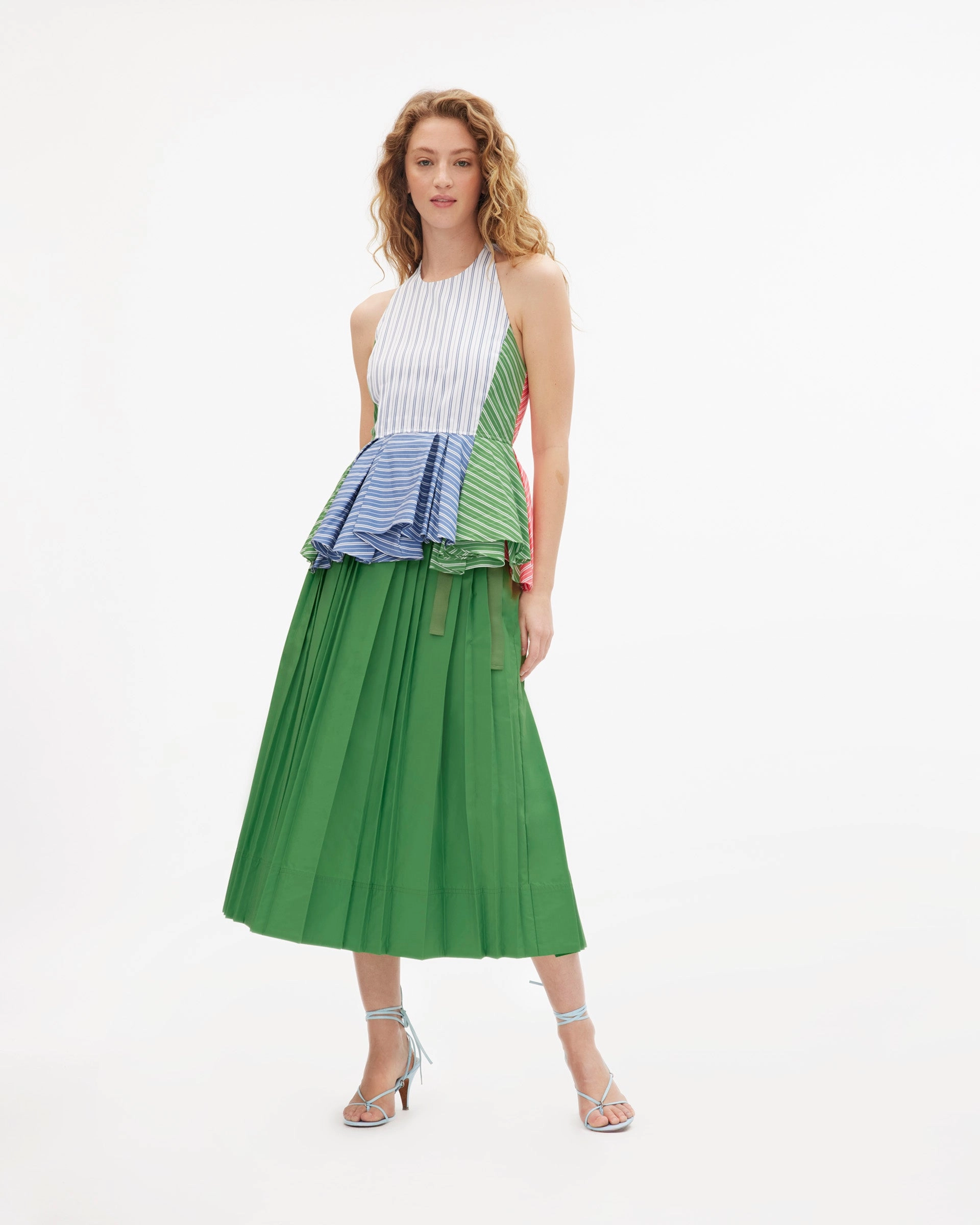 Oversized Collar ContrastPlacket Celeste Top