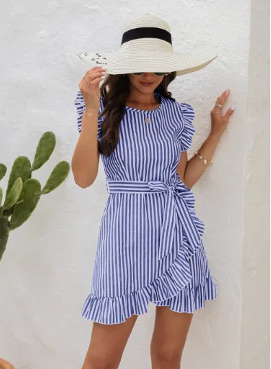 TastyHottie - Striped strap short sleeve dress