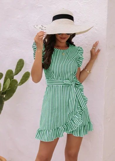 TastyHottie - Striped strap short sleeve dress