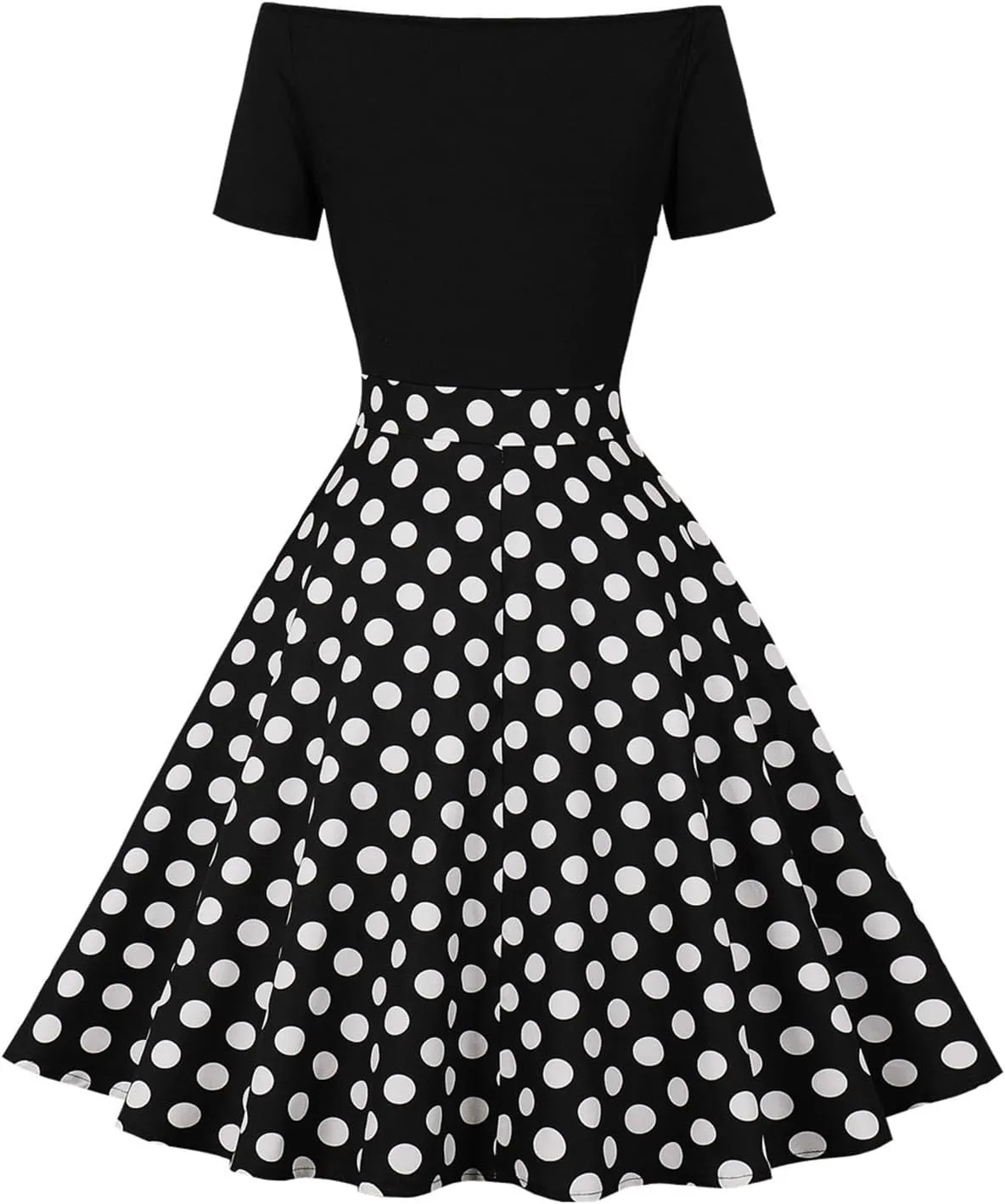 Tea Party Dresses for Woman Fitted Petite Polka Dots Tie Belt Empire Waist Flowy Swing Mini Dress Retro Party 80S Outfit