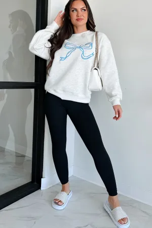 Forever The Cutest Embroidered Sweatshirt (Heather Grey) Loose Tee Versatile Layering Cut