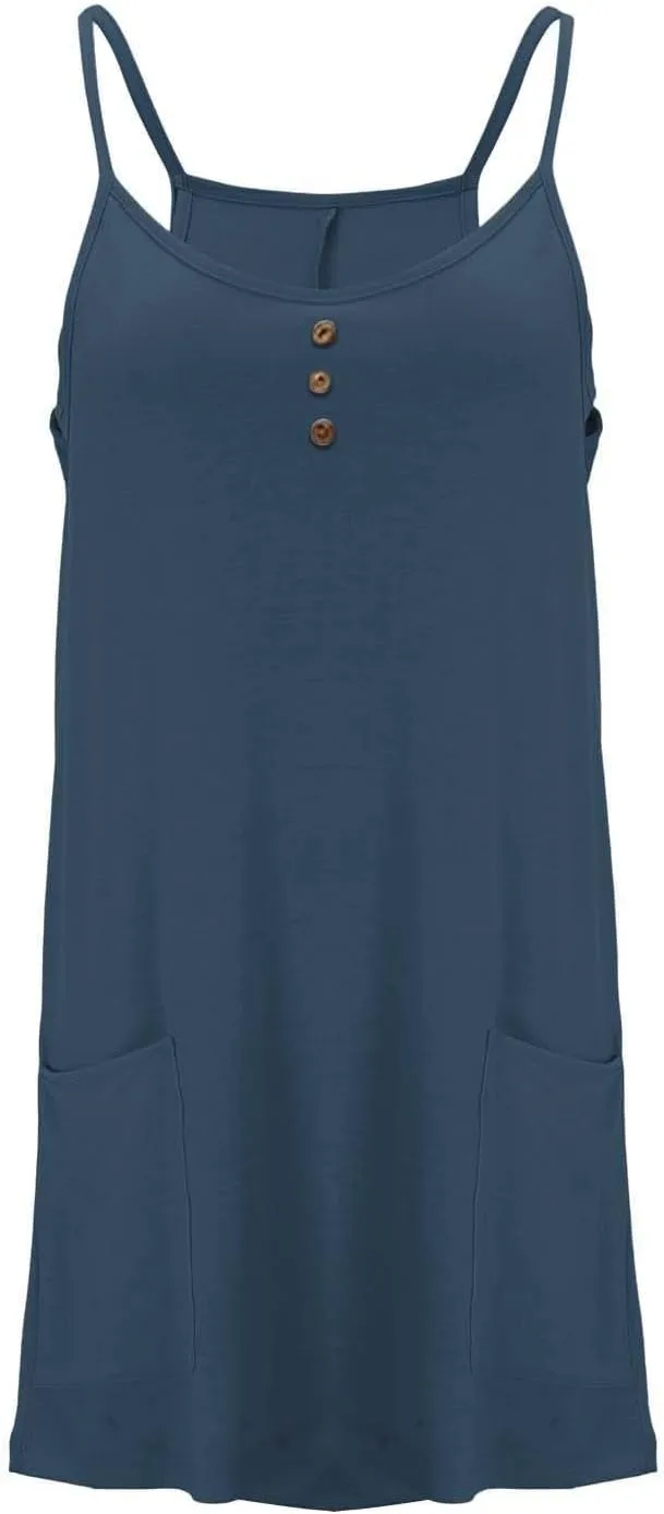 Tennis Dress for Women Built-in Shorts Casual Sleeveless Spaghetti Strap Sundress Workout Athletic Dress with Pocket