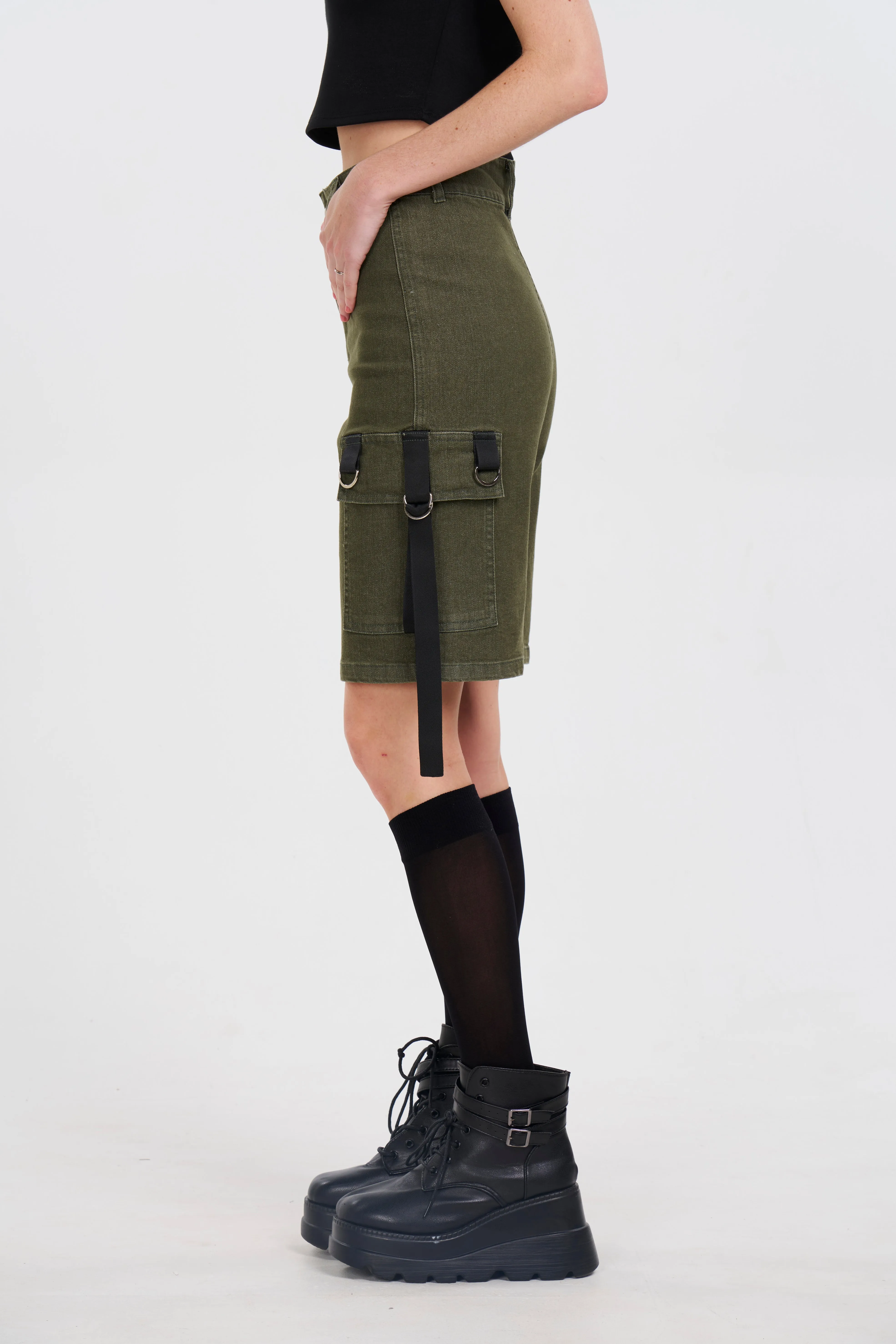 Tether Me Up Jorts - Dark Green