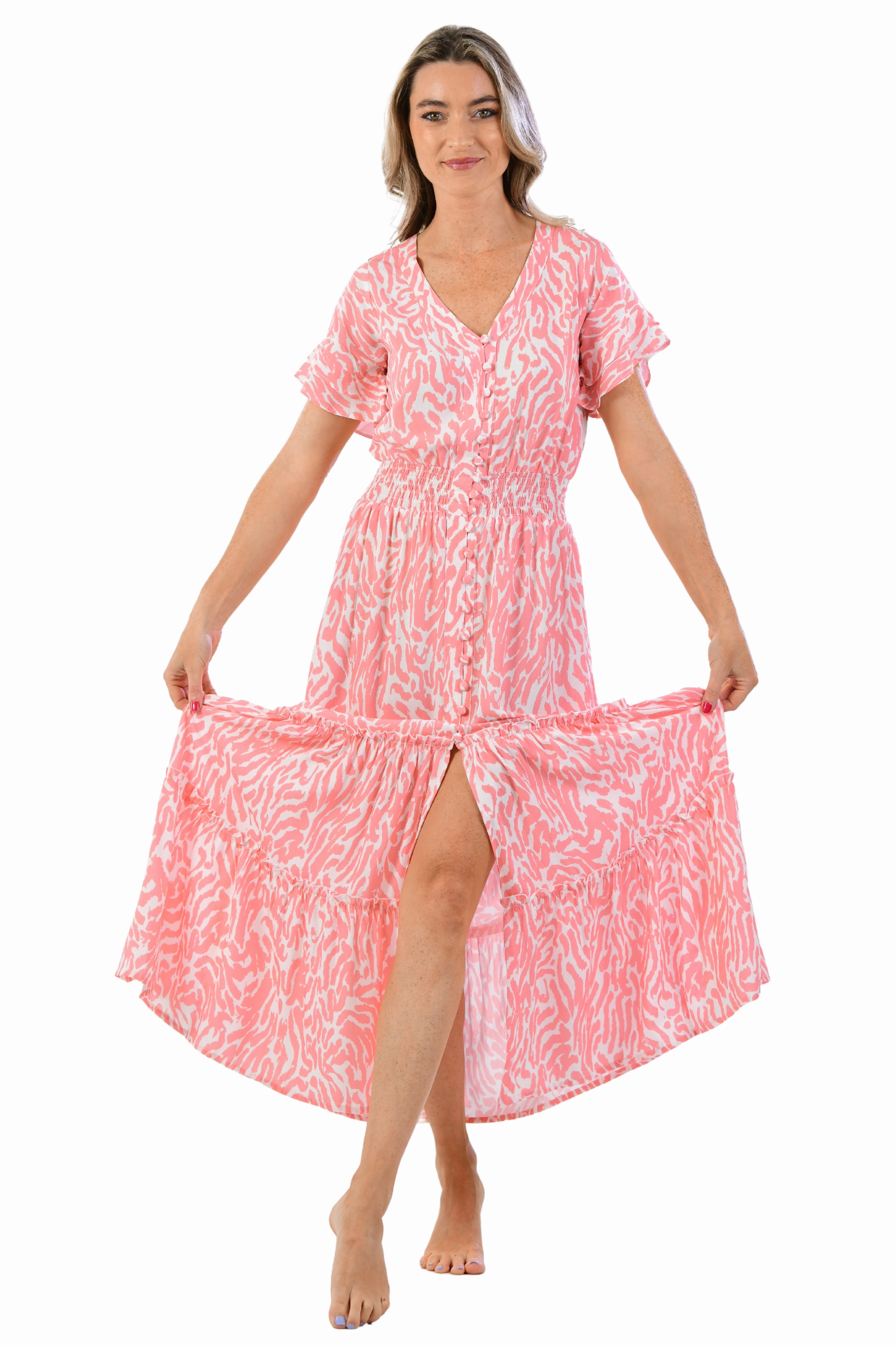 Open Design Christina Dress / Coral Zebra
