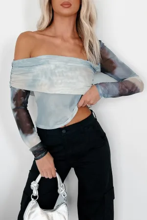 Soft Cotton Blend The Beauty Of Existence Asymmetric Mesh Top (Grey/Black)