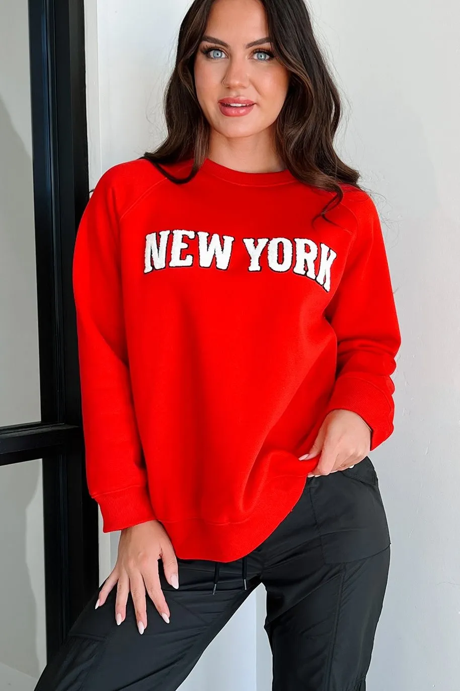 The City That Never Sleeps "New York" Raglan Sweatshirt (Red) UV protection layer