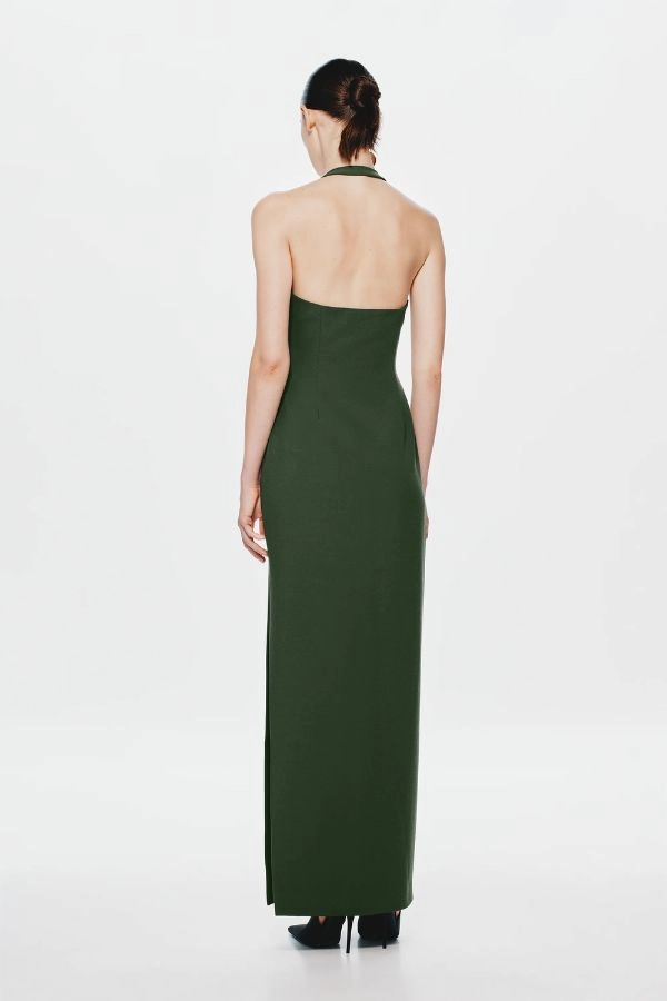 The 'Alusia' Dress Forest Side Ruching DoubleLayeredMaterial