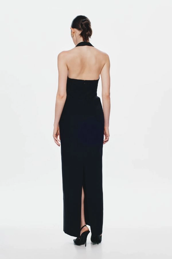 Feminine Cut Quilted-Lining The 'Delta' Suiting Dress Black