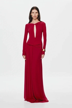 The 'Irina Long Sleeve Dress Cherry Refined Form Chic Layers