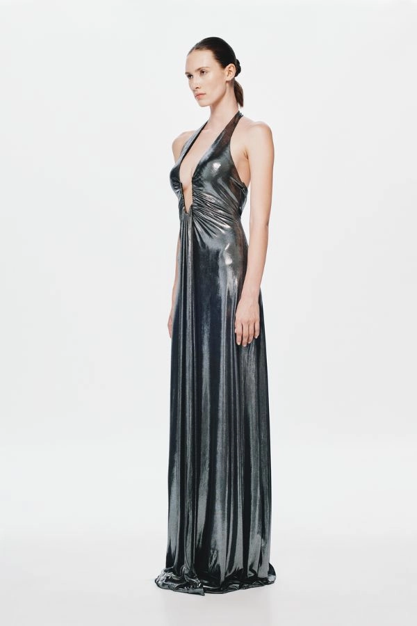 Textured Look Comfy Design The 'Jennifer' Foil Dress Black