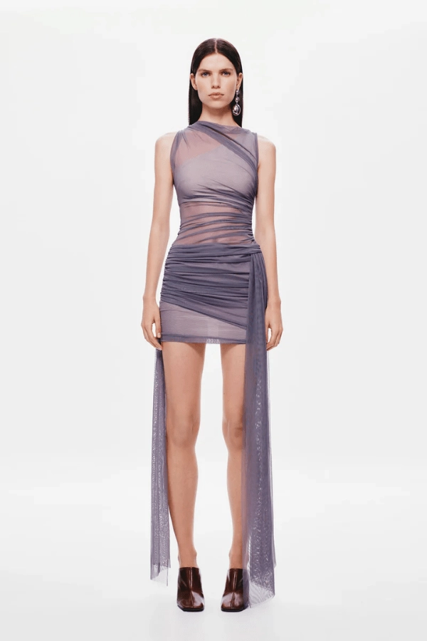The 'Lucid' Mesh Mini Dress Shark Style Option