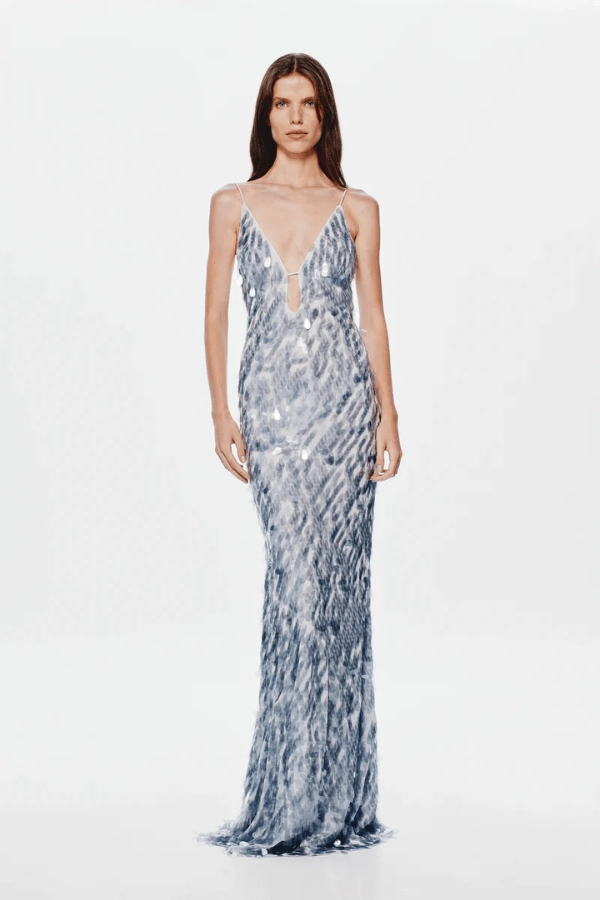 Cozy Flex The 'Sapphire' Sequin Maxi Dress Dove Grey