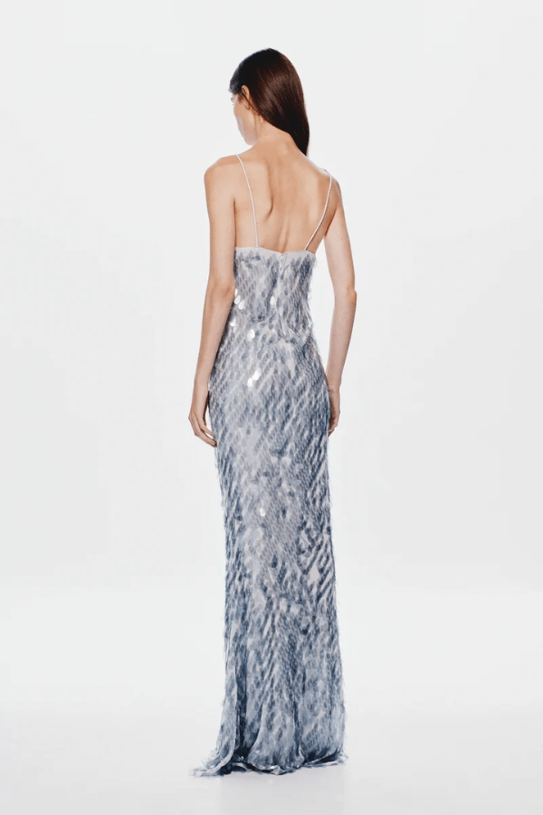 Daily Ready Perfect Layering The 'Sapphire' Sequin Maxi Dress Dove Grey