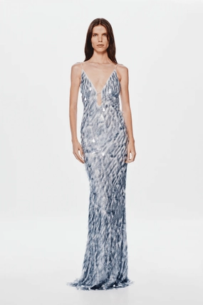 Cozy Flex The 'Sapphire' Sequin Maxi Dress Dove Grey
