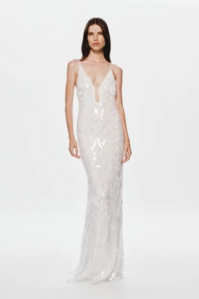 Back-Pocket The 'Sapphire Sequin Maxi Dress Ivory