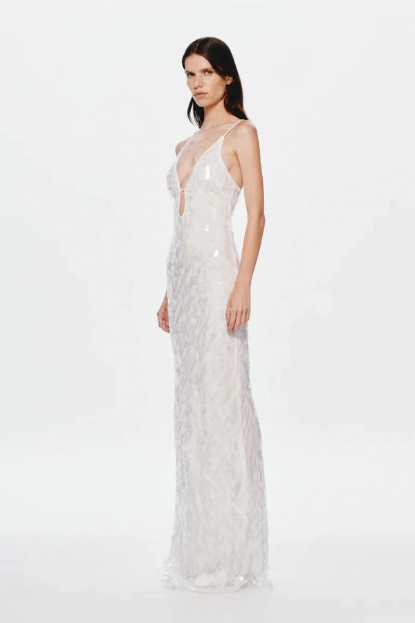 The 'Sapphire Sequin Maxi Dress Ivory Classic and Chic