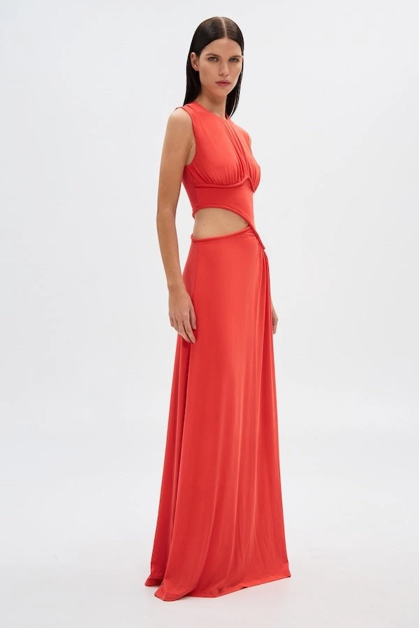 The 'Sierra' Jersey Gown Tomato Red Free Step Daily Casual