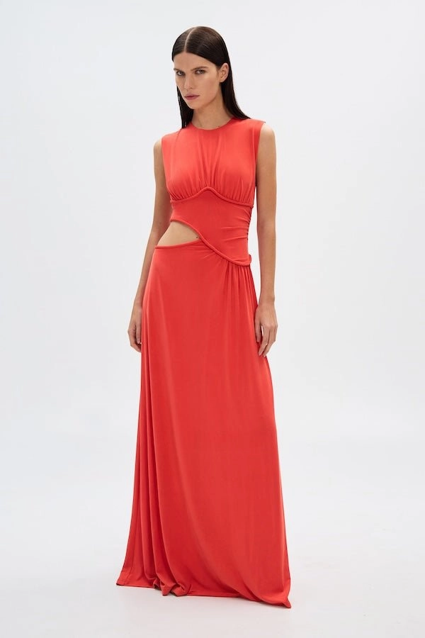 The 'Sierra' Jersey Gown Tomato Red Basic Cool