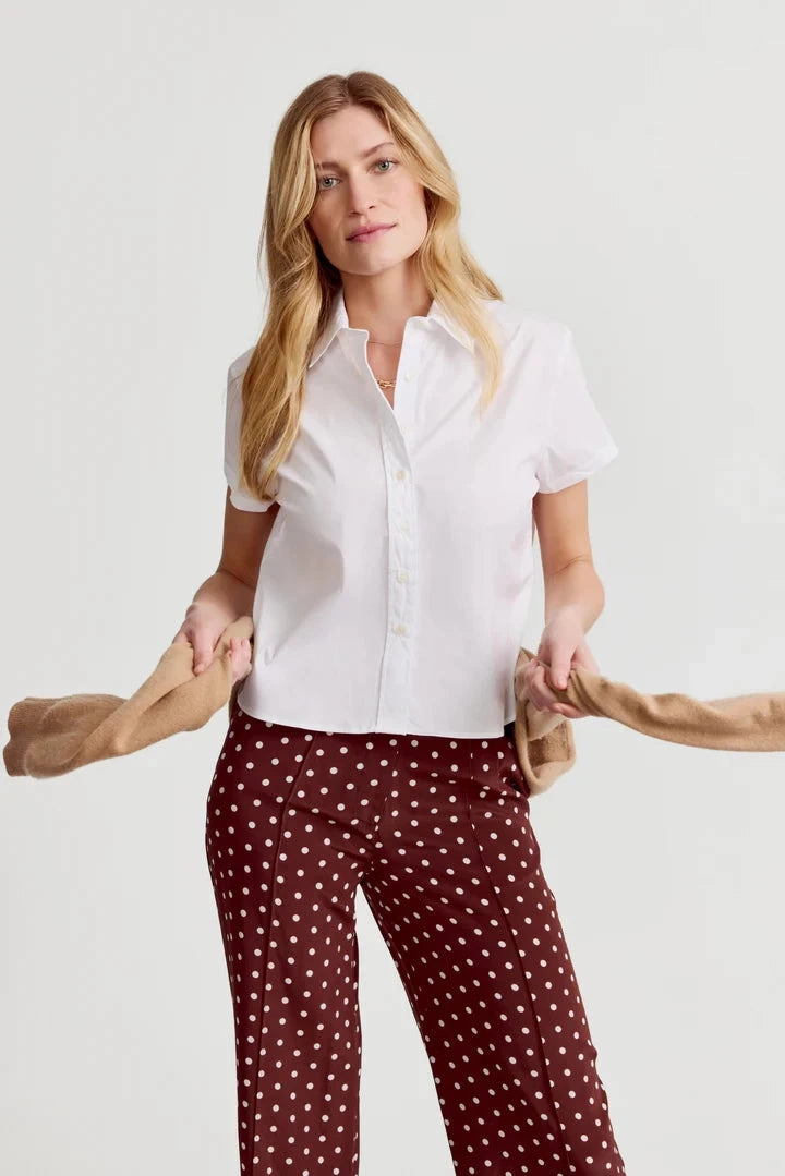 The Boxy Short Sleeve Cropped Shirt White DoubleLayeredFabric