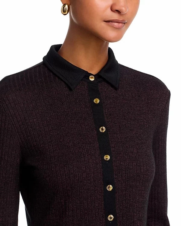 The Knit Contrast Polo Dark Brown Eco friendly materials