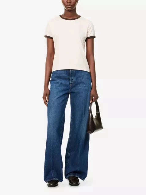 The Ringer Baby Tee Light Pastel Pink Raw Edge Finish Layered Hem Detailing