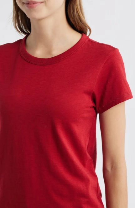 Stretch Waistband Design Lightweight Thermal The Slub Tee Ruby