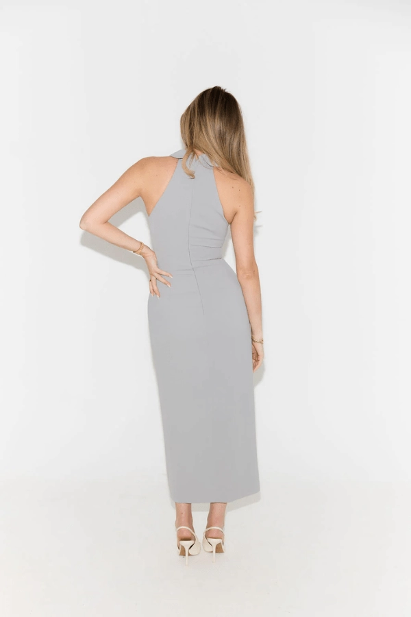 The Ultimate Muse Collar Maxi Dress Grey Pure Look Versatile Piece