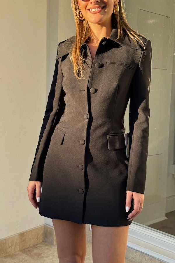 The Ultimate Muse Structured Button Dress Black Relaxed Look Office Cool