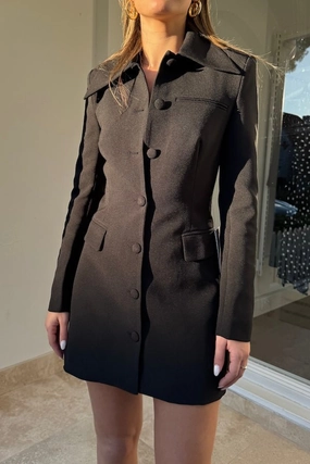 The Ultimate Muse Structured Button Dress Black Bust-Enhancing Seasonal Style