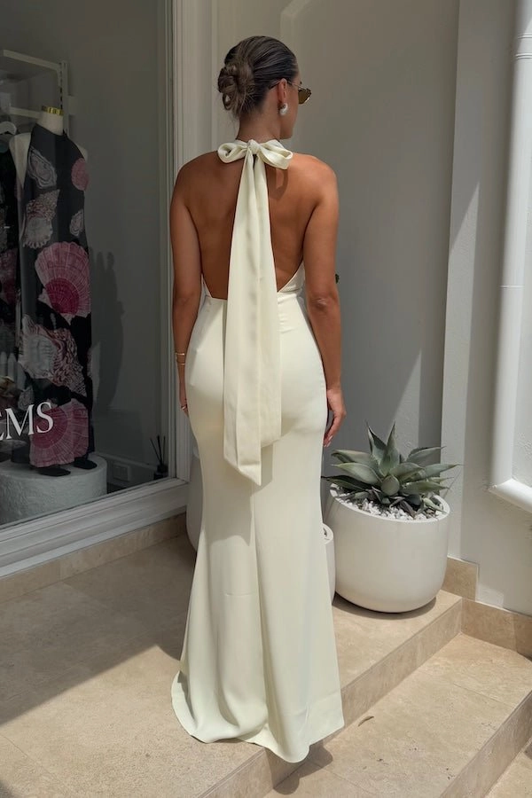Effortless Pair The Ultimate Muse Tie Neck Maxi Dress Butter Cream