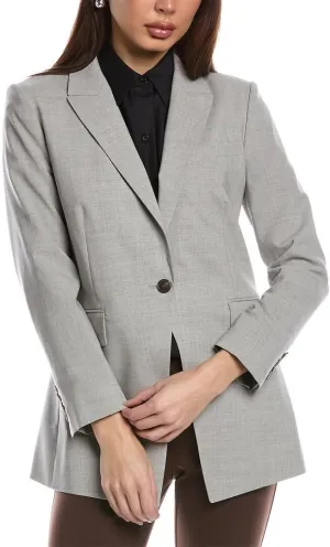 Theory Womens Etiennette Wool-Blend Blazer, 2, Grey