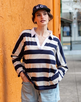 AMELIA RUGBY TEE Buttonless Closure Colorfast Dye Method